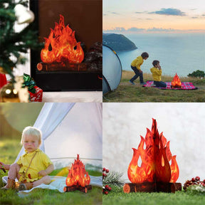Home & Living3D Decorative Cardboard Bonfire Center Artificial Fire Fake Flame Paper Party Decoration -Red Orange