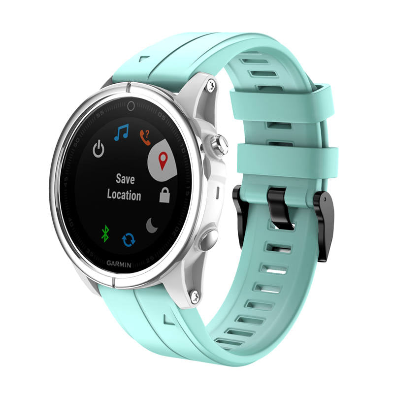 Silicone Replacement Band 20mm Quick Release Easy Fit For Garmin Fenix 5S/5S Plus/6S/6S Pro Smartwatch Black Steel Buckle-Teal