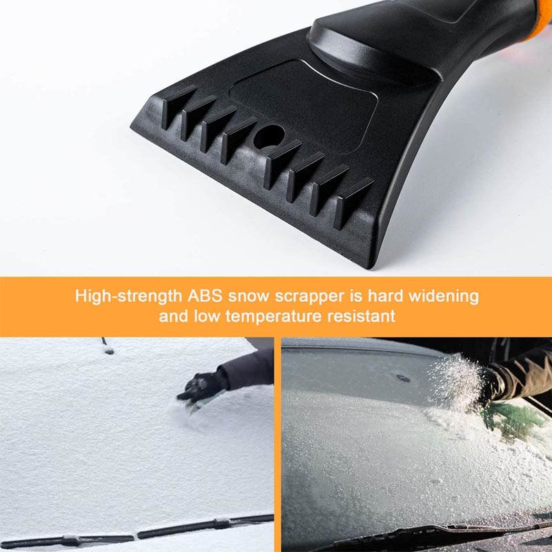 2 in 1 Detachable Snow Brush Ice Scraper with Ergonomic Foam Grip for Cars Trucks-Orange