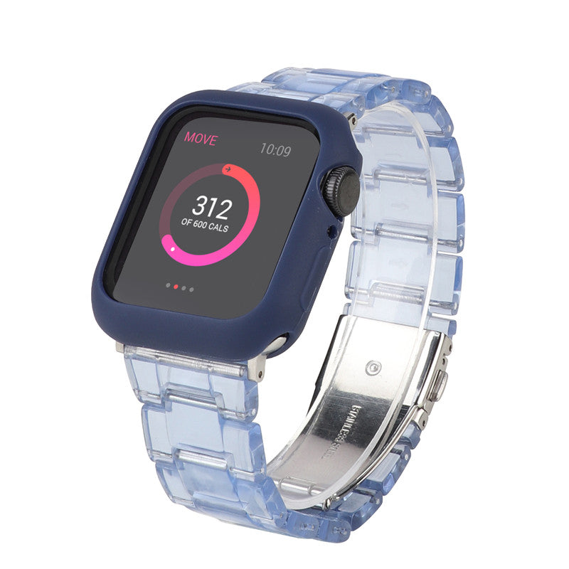 Fashion Resin Candy Watch Band + Watch Case For Apple Watch SE/6/5/4/3/2/1£¨Blue+Darkblue£©
