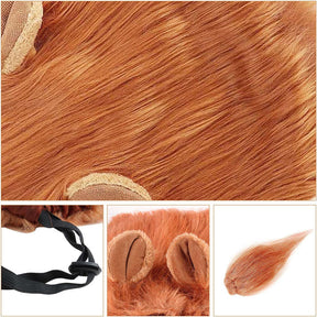 Dog Lion Mane Halloween Realistic Funny Lion Mane Lion Wig for Medium to Large Sized Dogs-RedBrown