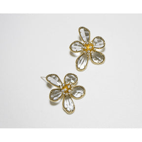 Women Crystal Flower Stud Hypoallergenic Earrings