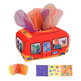 Baby Tissue Box Toy Crinkle Paper Sensory Silk Scarves Toys for 0-3 Year Old Kids-CarB