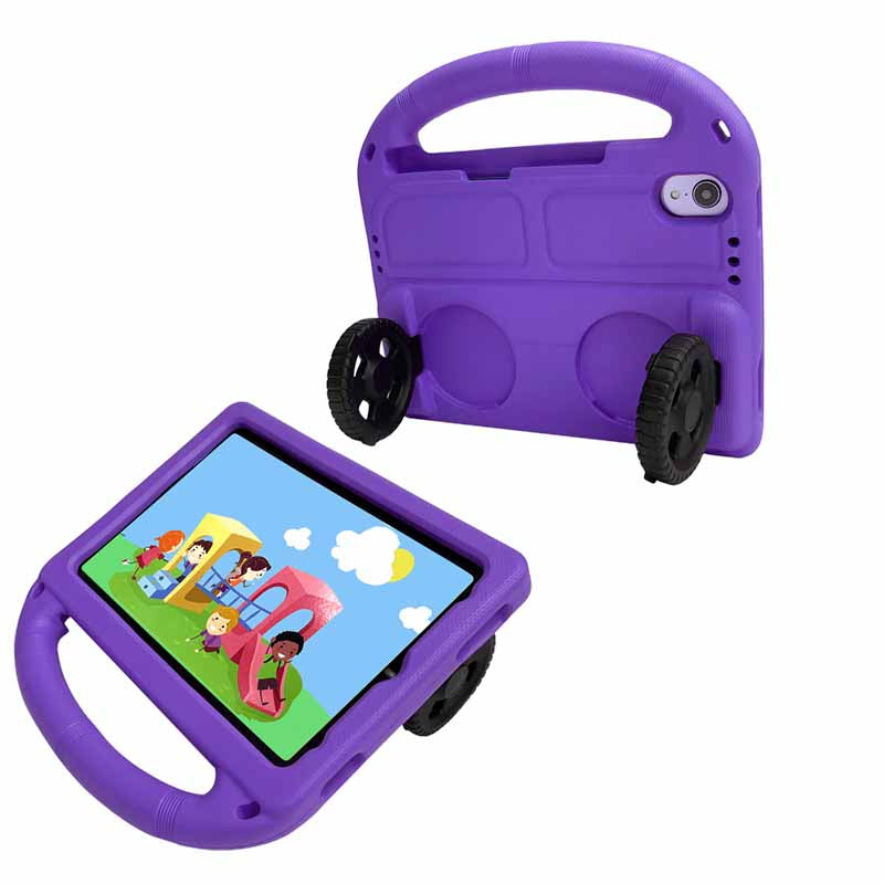 Wheel iPad Case For iPad Mini 6 Shockproof Stand Cover With Handle Stand-Purple