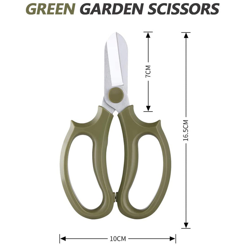 Floral Scissors Premium Steel Garden Plant Trimming Tools for Gardening Flower Arrangement -Green