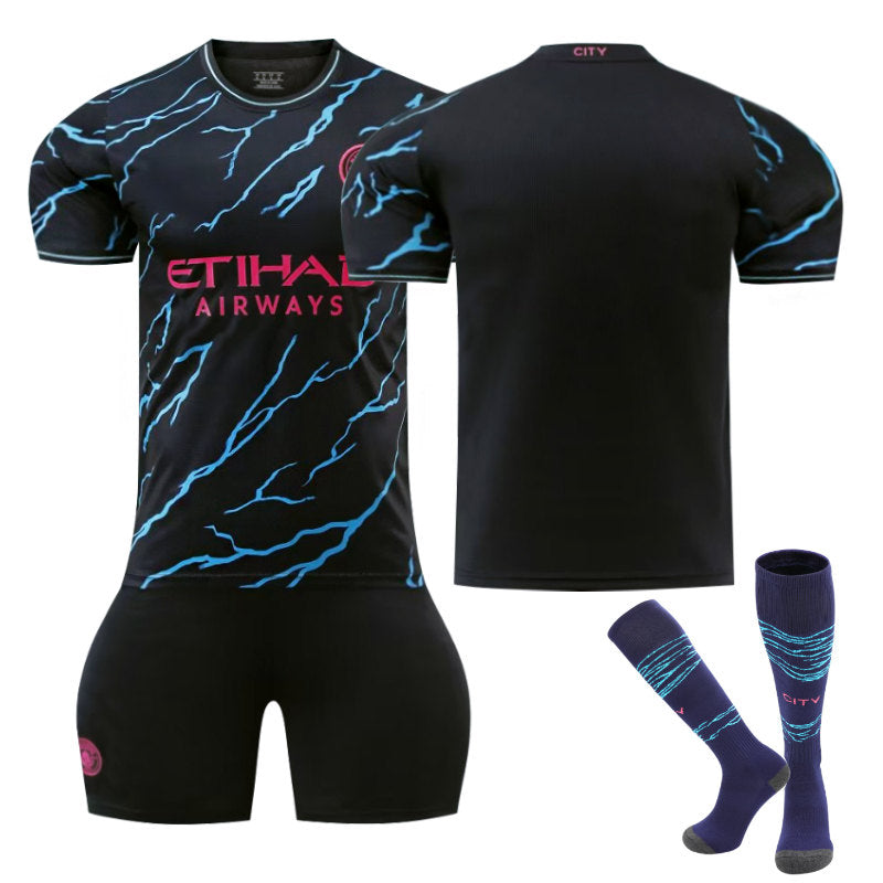 Manchester City Jersey Second Away UEFA Soccer for Kids Adults