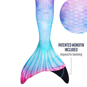 Kids Atlantis Mermaid Tails For Swimming Swimsuit With Flippers-Gradient Powder