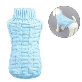 Pet Clothing Knitted Turtleneck Sweater for Dogs Cats-SkyBlue