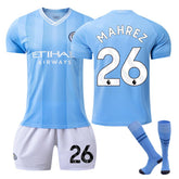 Manchester City Home WS Jersey MAHREZ #26 Soccer Jersey Kids Adult 3Pcs Jersey Kits