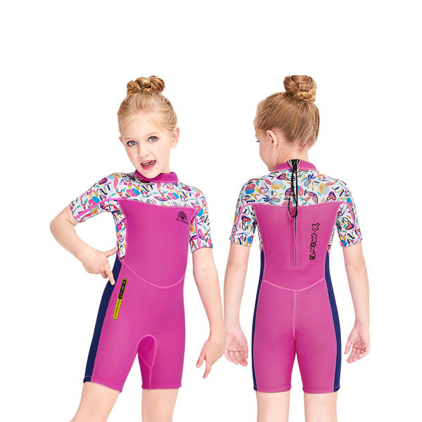 Adore Girls' Diving Suit 2.5MM One-piece Warm Autumn And Winter Cold-proof Snorkeling Suit-M150658K-Rose Red