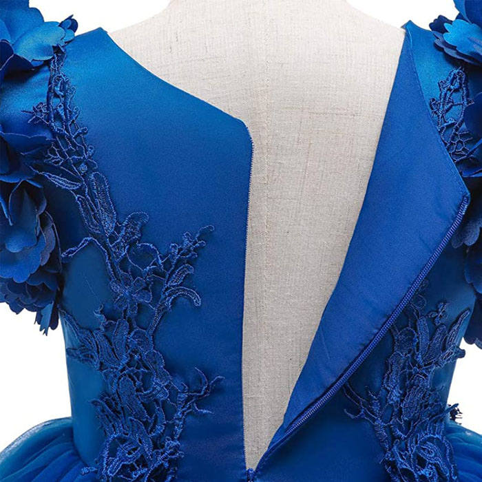 Princess Flower Girl Lace Dress Pageant Kids Christmas Party Dresses-Colorful Blue