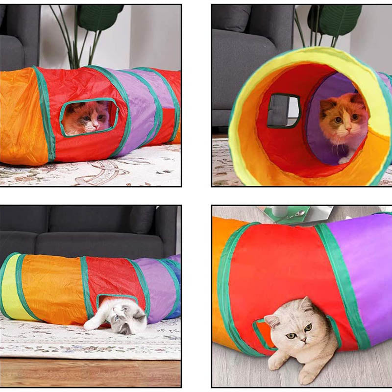 Cat Tunnel for Indoor Cats Collapsible Pop-up Pet Tube Hideaway Play Toys-3 Tunnels