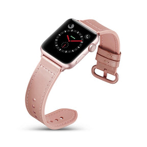 Silicone+Leather Watch Strap For Apple Watch-Pink