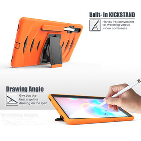 Shock Wave Kickstand Case Anti-Fall Protection With Pencil Holder For Samsung Tab S6 10.5inch T860/T865/T867(2019)-Orange
