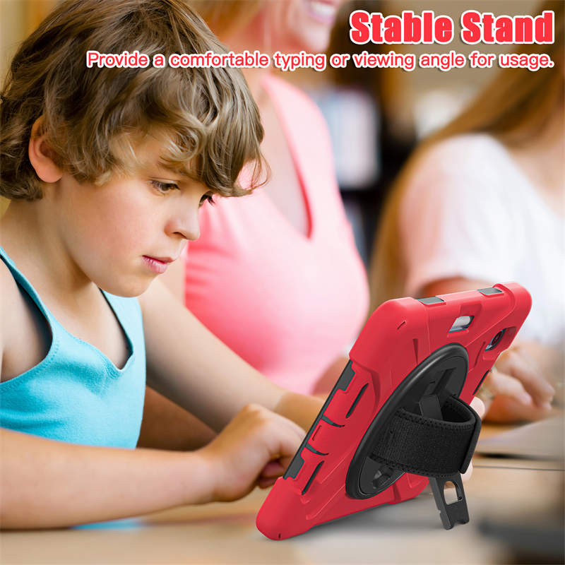 iPad Shockproof Case For iPad Mini 6 With Pencil Holder Kickstand/Shoulder Strap-Red