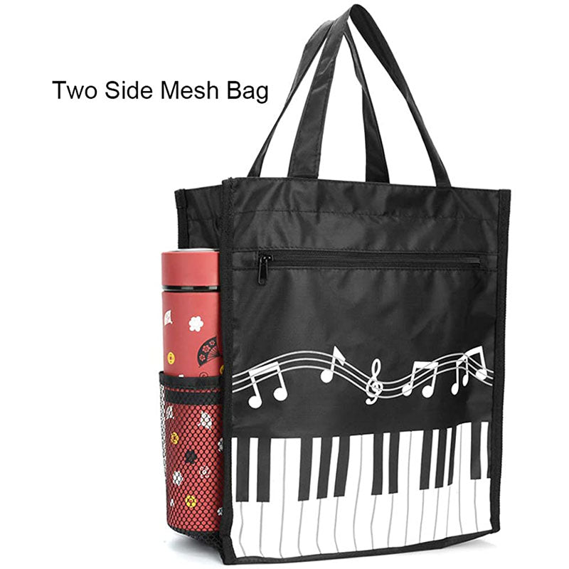 Piano Keys Music Waterproof Oxford Cloth Handbag Shoulder Shopping Bag-Black