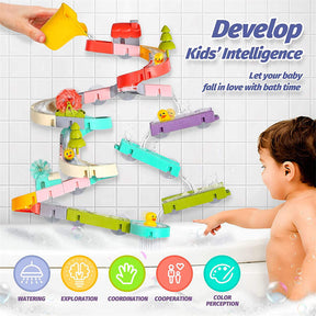 72Pcs Bath Toy for Kids Ages 4-8 Wall Bathtub Water Polo Slide Detachable Shower Gift