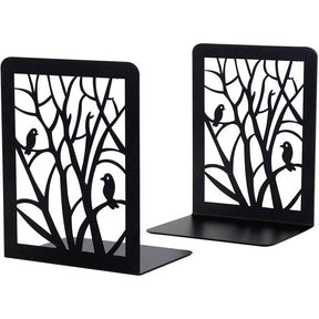 1 Pair Bird Book Ends Decorative Bookends for Heavy Books for School Home Office-Black