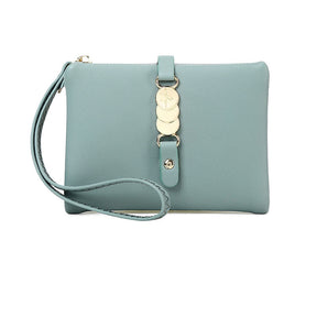 Womens Wallets Small Rfid Bifold Change Purse with Wrist Strap-Green