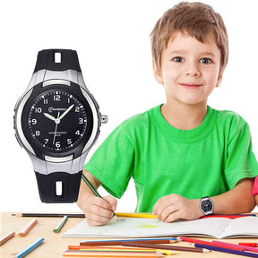 Kids Waterproof Learning Time Wrist Watch-Black