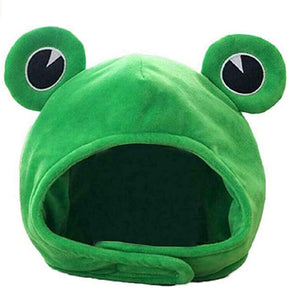 Plush Frog Hat Cap Frog Ears Costume Halloween Animal Hats Cosplay Party Costume Accessories for Kids Adults -Green