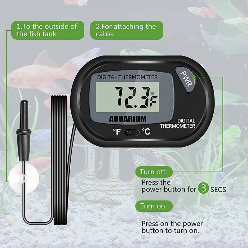 Reptile Digital Thermometer Easy to Read Display-Black