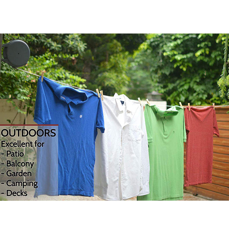 Retractable Clothesline Portable Heavy Duty Indoor and Outdoor Single Clothes Drying Rack