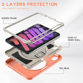 SpiderA iPad Case For iPad Mini 6 Heavy Duty Shockproof Rugged Protective Case With Holder-LivingCoral