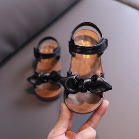 Open Toe Sandals for Toddler Girls with Bow Lightweight Kids Shoes-Black