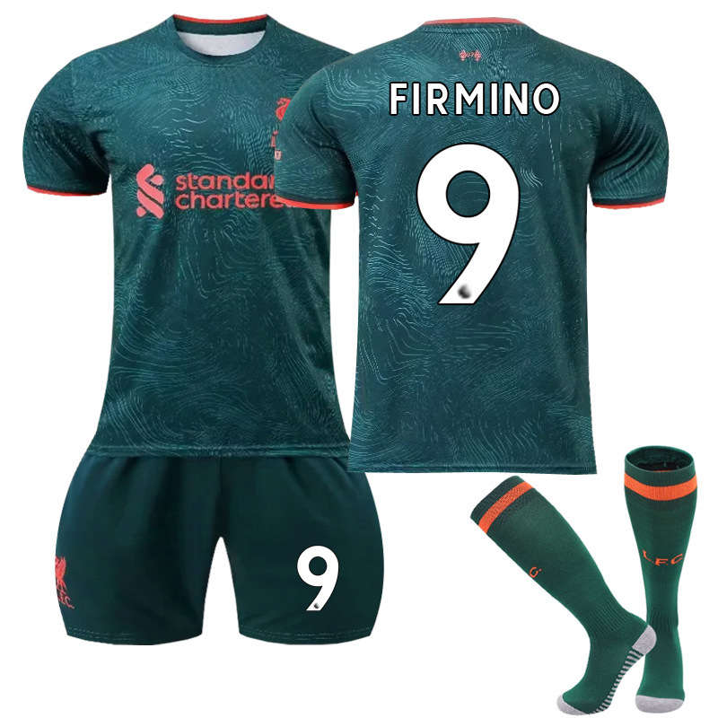 Liverpool F.C. Second Away Jersey 2022-23 FIRMINO #9 Soccer Jersey Kids Adult 3-Pieces Jersey Kits