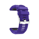 26mm Strap For Garmin Fenix 5X/5X Plus/3/3 HR/6X/6X Pro Watchband Quick Release Easy Fit Silicone Bands Silver Buckle-Purple