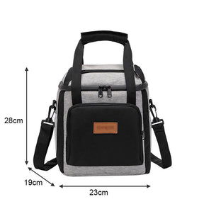 Large Capacity Shoulder Bento Bag Waterproof Insulated Picnic Lunch Bag-Black