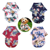 4 Pieces Pet Summer Cool T-Shirts Hawaii Style Floral Dog Shirt-SetA