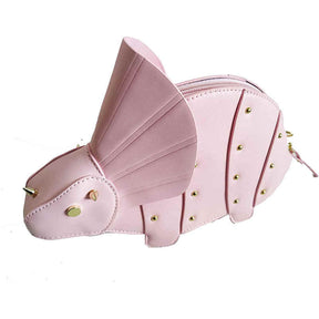 Dinosaur Shape Crossbody Shoulder Bag Women Pu Leather Rivet Chic Clutch-Pink