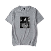 Mens Tops Japanese Anime Naruto Same Style Trend Short Sleeved T-shirt-H Gray