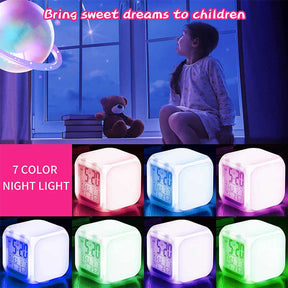 Kids Alarm Clock with LED 7 Color Night Light and Wake Up Function