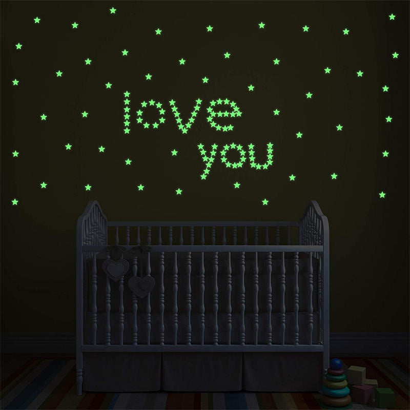 Luminous Stars Plastic Wall Stickers Glow In The Dark For Home Art Decor-Pink