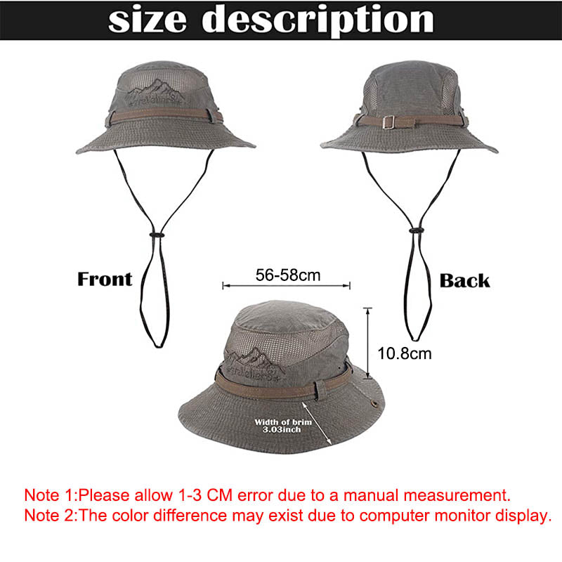 Sun Hat Wide Brim Fisherman Hat Safari Boonie Hat-Army Green