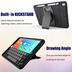 Shock Wave Kickstand Case Anti-Fall Protection With Pencil Holder For 10.5inch iPad Air3/iPad Pro10.5-Black