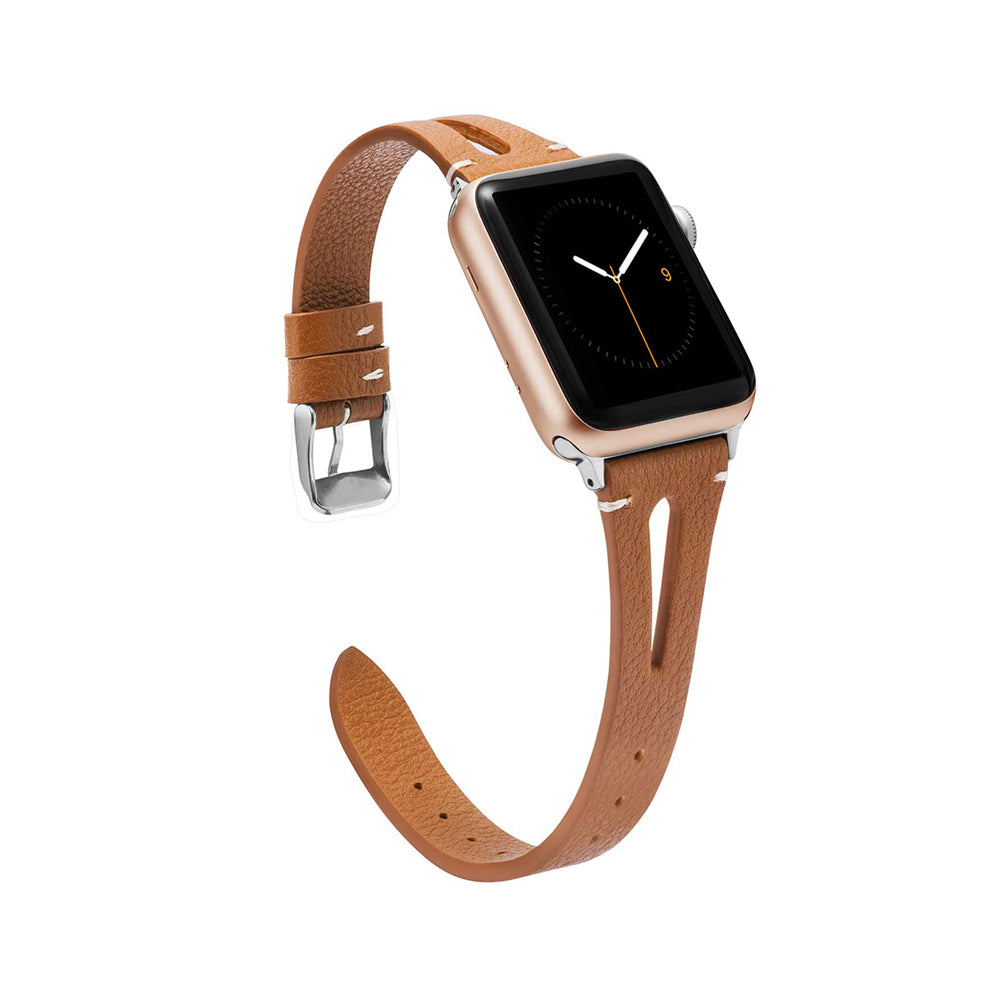 Fashion Triangle Hole Leather Watch Band For Apple Watch SE/6/5/4/3/2/1(Brown)