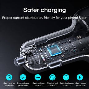 45W 4 Ports Fast Car Charger Adapter PD3.0 & QC3.0 Cigarette Lighter for iPhone Samsung