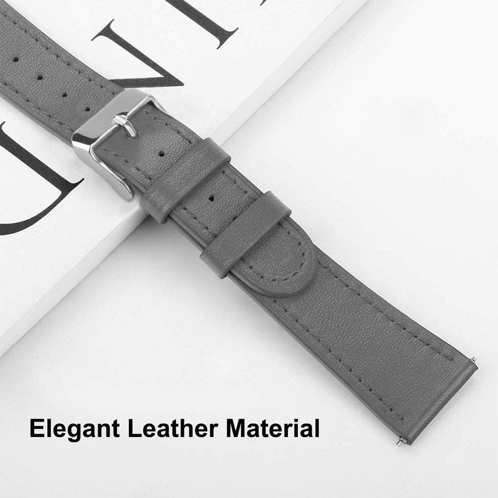 First Layer Cowhide Round Tail Leather Watch Band For Samsung Galaxy Watch 42/46mm Gear S3 Frontier/Classic(Grey)