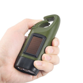 2 Pcs Hand Crank Solar Powered Flashlight Emergency Rechargeable LED Flashlight-Green