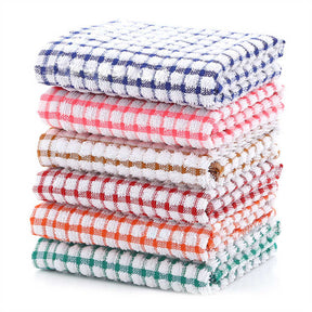 6 Pack Kitchen Dish Towels 42 x 64CM Cotton Lattice Dish Rags for Washing Drying Dishes-Mixed Color