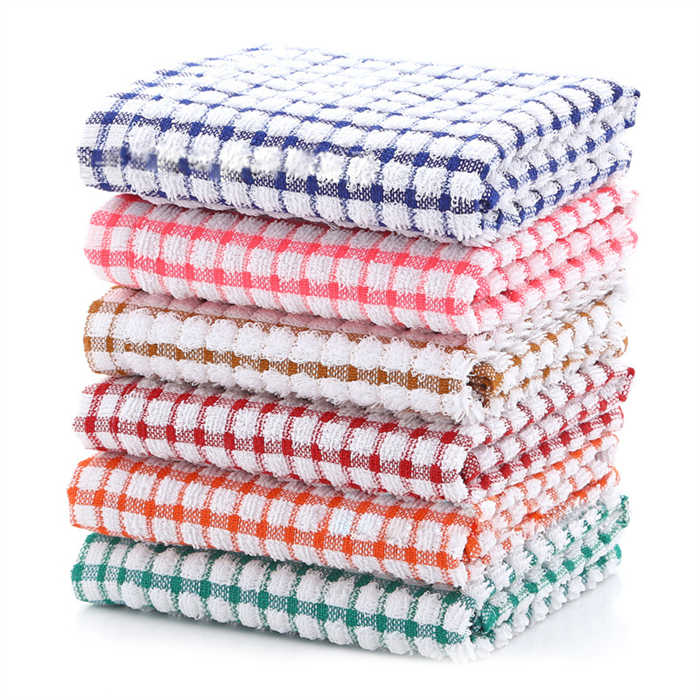 6 Pack Kitchen Dish Towels 42 x 64CM Cotton Lattice Dish Rags for Washing Drying Dishes-Mixed Color