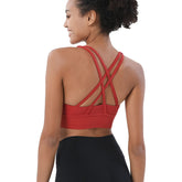 Comfort Sports Bra Push up Medium Support Yoga Tops Padded-Red