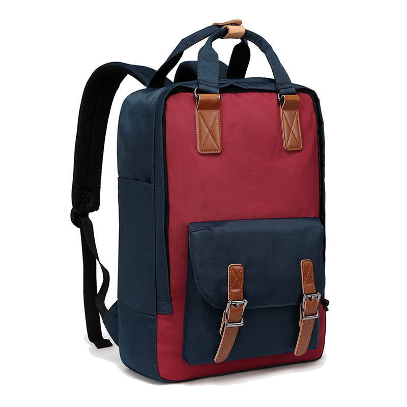 Waterproof Backpack for Women Girls 16 Inch College Vintage Travel Bag-RedBlue