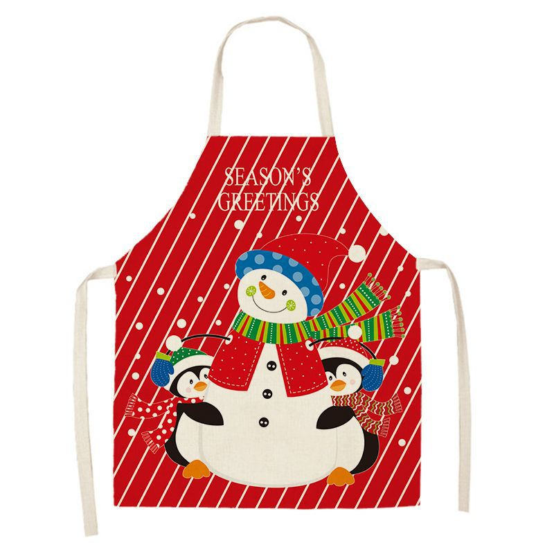 Happy Holiday Cartoon Print Aprons for Painting Cleaning Baking-A2