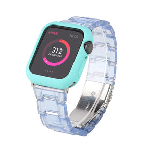 Fashion Resin Candy Watch Band + Watch Case For Apple Watch SE/6/5/4/3/2/1£¨Blue+Mintgreen£©