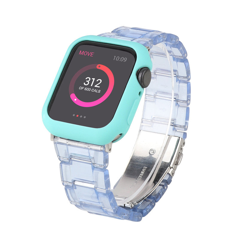 Fashion Resin Candy Watch Band + Watch Case For Apple Watch SE/6/5/4/3/2/1£¨Blue+Mintgreen£©